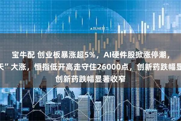 宝牛配 创业板暴涨超5%，AI硬件股掀涨停潮，“易中天”大涨，恒指低开高走守住26000点，创新药跌幅显著收窄